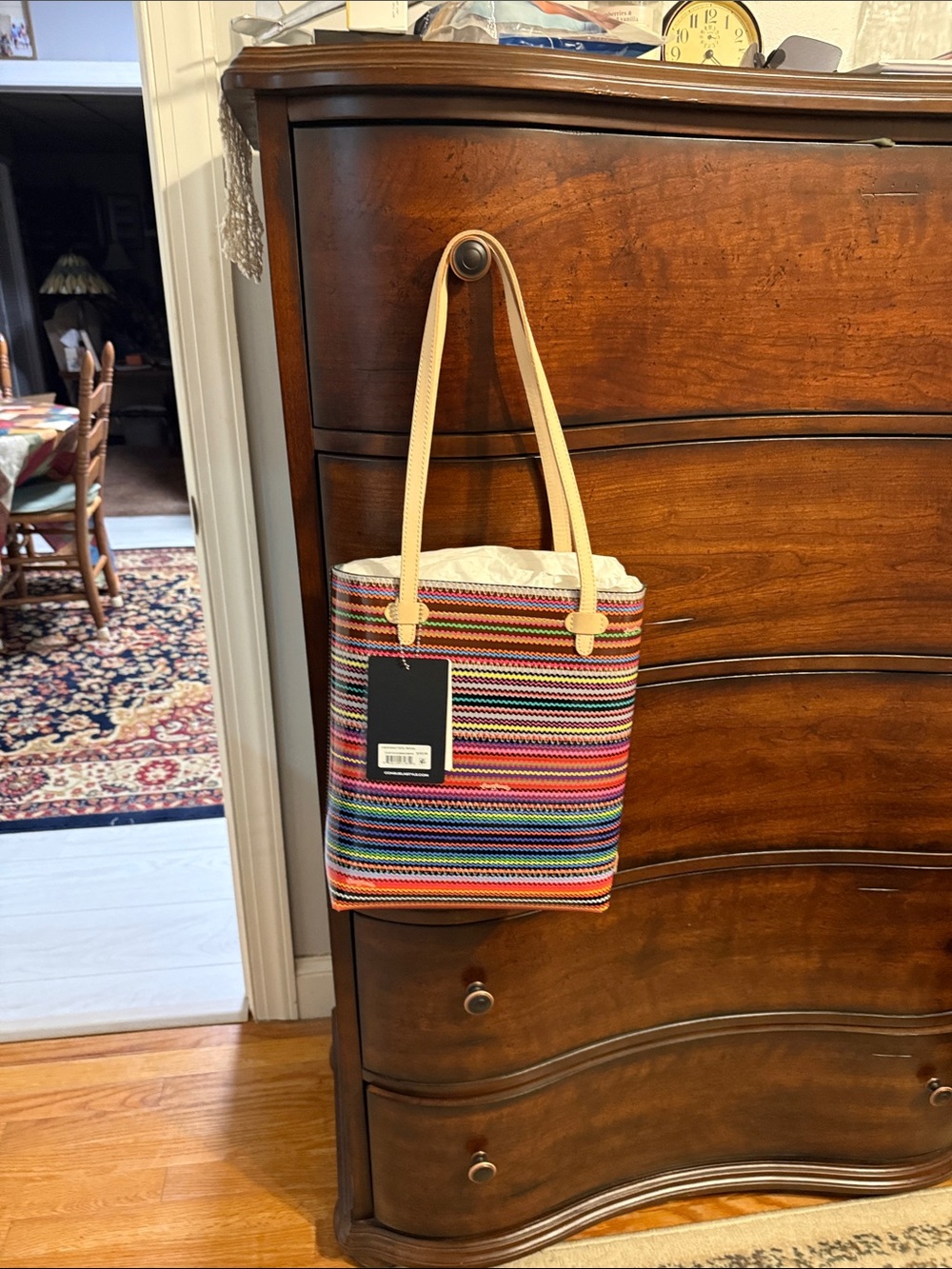Consuela Reese Striped Tote Bag with Tan Handles